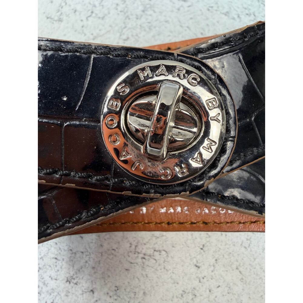 Marc Jacobs Black Cross Wrap Bracelet Silvertone Hardware - Picture 3 of 7